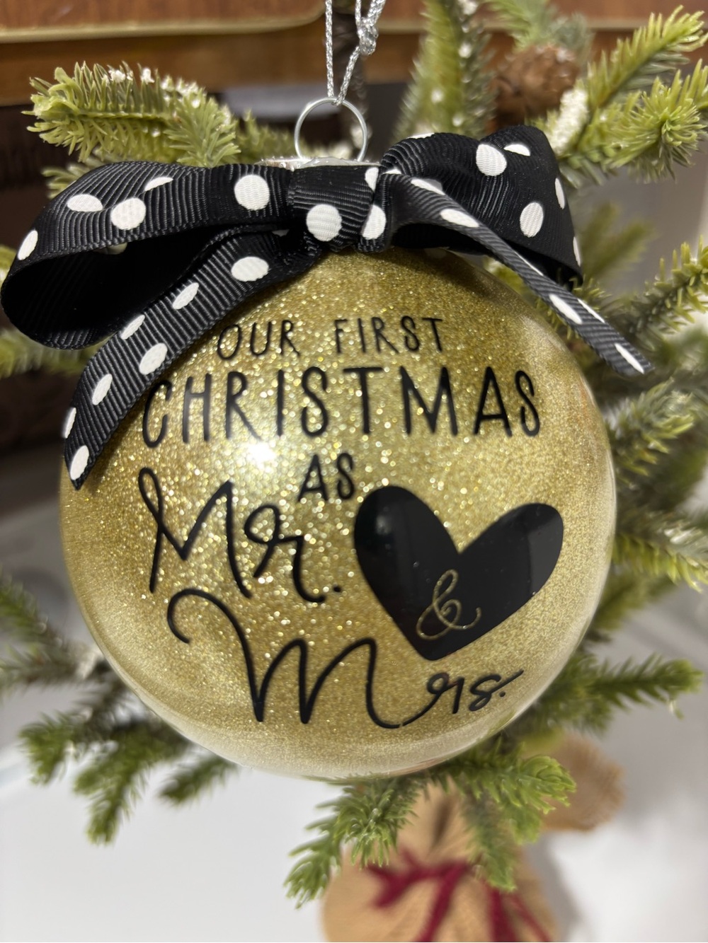 "Our First Christmas as Mr. & Mrs." Hand Blown Ornament